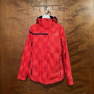 Columbia Sportswear Double Zip Omni-Shield Jacket Womens M Red Dot Print Hooded